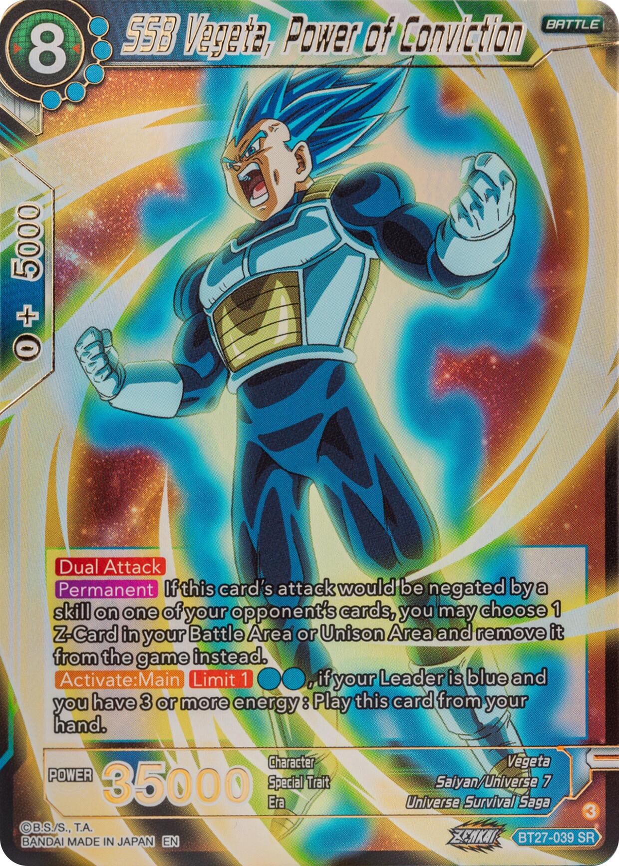 SSB Vegeta, Power of Conviction (BT27-039) [History of Z] | Dragon's Lair Comics and Fantasy Houston TX