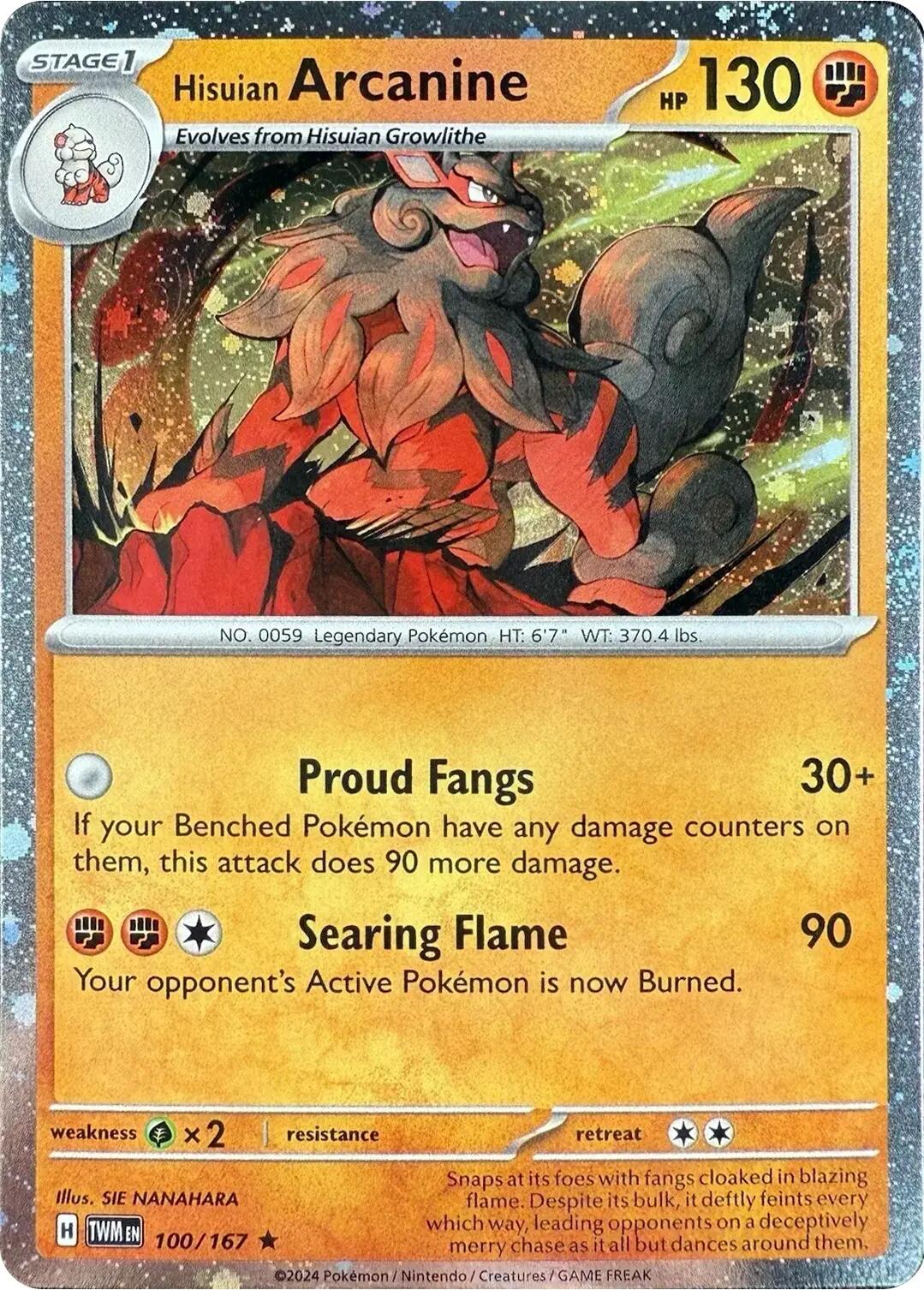 Hisuian Arcanine (100/167) (Cosmos Holo) [Scarlet & Violet: Twilight Masquerade] | Dragon's Lair Comics and Fantasy Houston TX