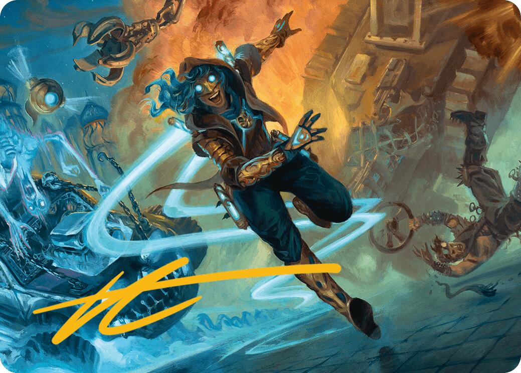 Sita Varma, Masked Racer Art Card (Gold-Stamped Signature) [Aetherdrift Art Series] | Dragon's Lair Comics and Fantasy Houston TX