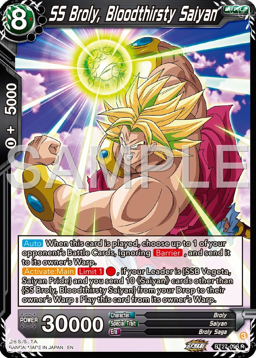 SS Broly, Bloodthirsty Saiyan (BT27-096) [History of Z] | Dragon's Lair Comics and Fantasy Houston TX