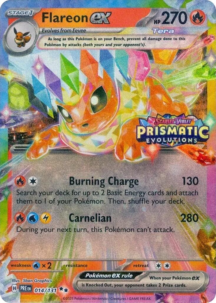 Flareon ex (014/131) (Prismatic Evolutions Stamp) [Scarlet & Violet: Prismatic Evolutions] | Dragon's Lair Comics and Fantasy Houston TX
