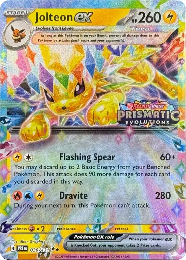 Jolteon ex (030/131) (Prismatic Evolutions Stamp) [Scarlet & Violet: Prismatic Evolutions] | Dragon's Lair Comics and Fantasy Houston TX