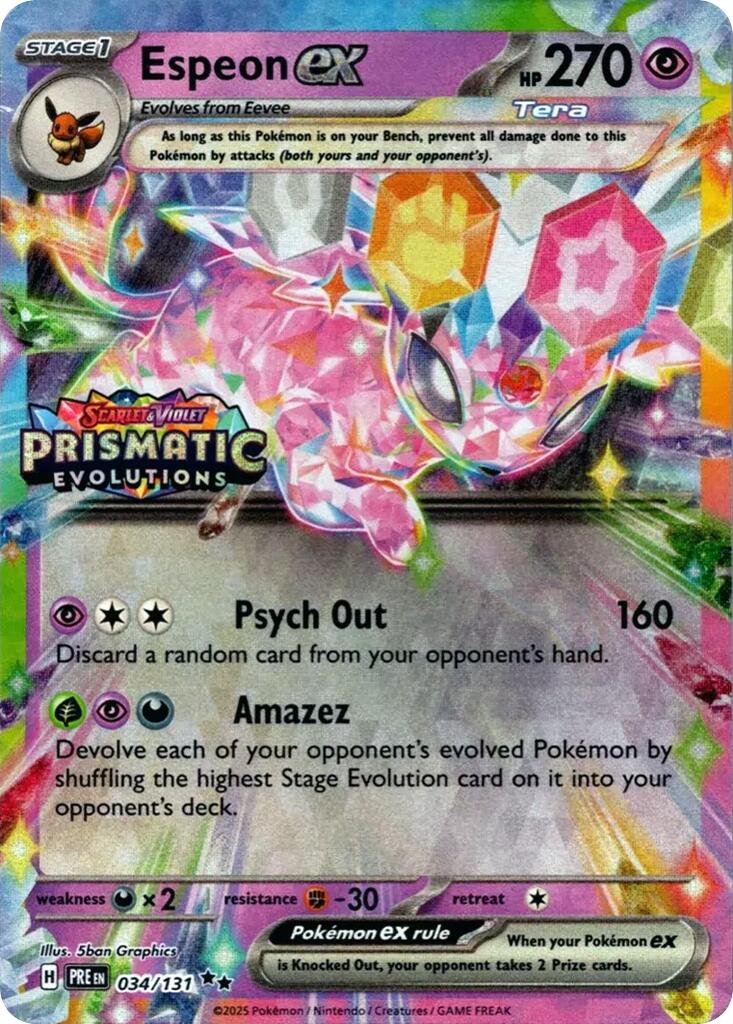 Espeon ex (034/131) (Prismatic Evolutions Stamp) [Scarlet & Violet: Prismatic Evolutions] | Dragon's Lair Comics and Fantasy Houston TX