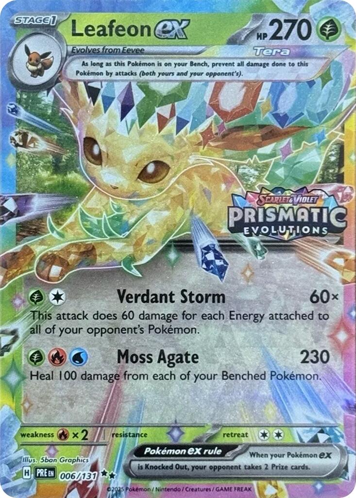 Leafeon ex (006/131) (Prismatic Evolutions Stamp) [Scarlet & Violet: Prismatic Evolutions] | Dragon's Lair Comics and Fantasy Houston TX