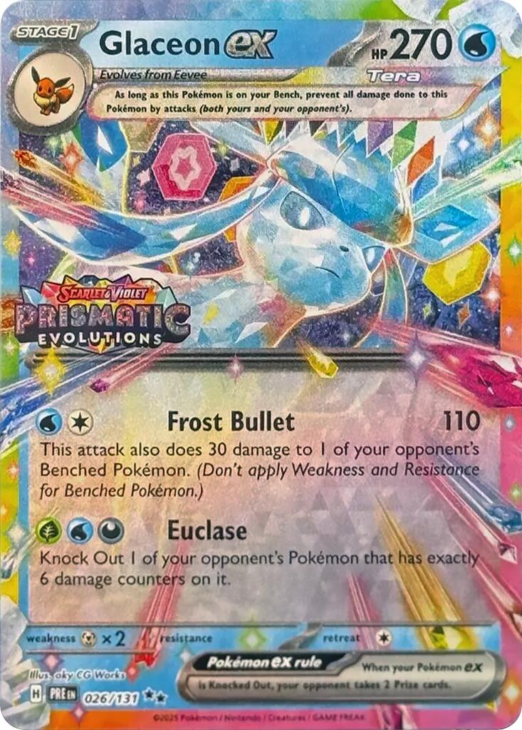 Glaceon ex (026/131) (Prismatic Evolutions Stamp) [Scarlet & Violet: Prismatic Evolutions] | Dragon's Lair Comics and Fantasy Houston TX
