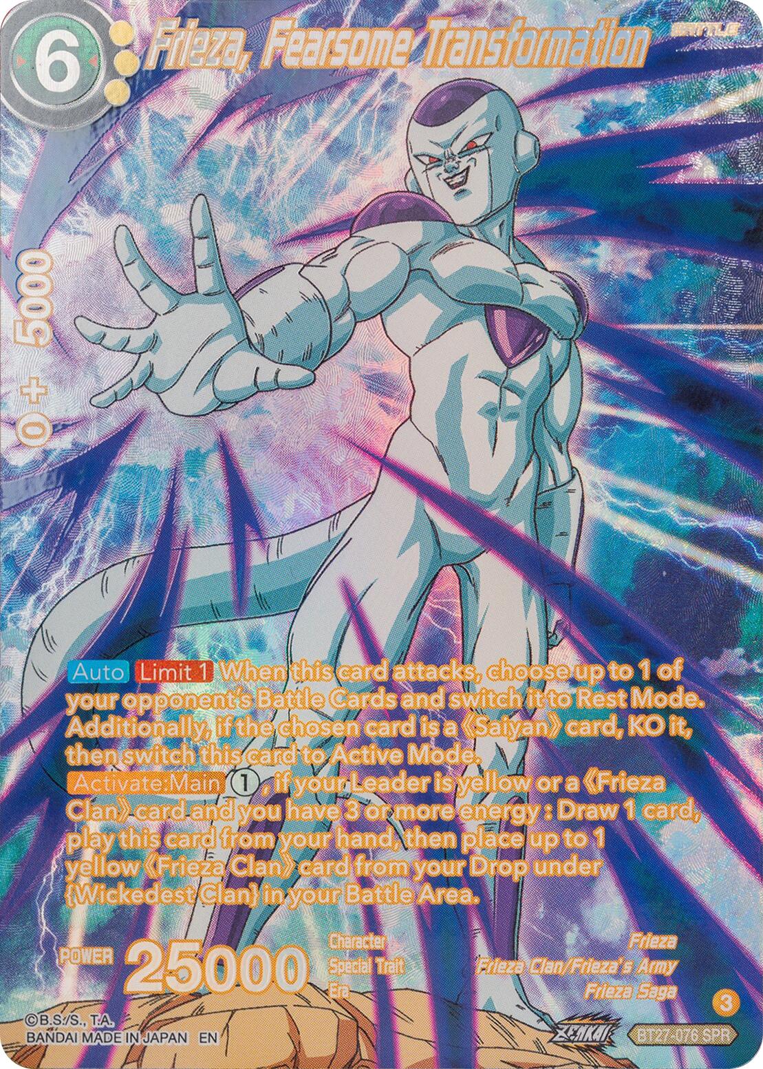 Frieza, Fearsome Transformation (SPR) (BT27-076) [History of Z] | Dragon's Lair Comics and Fantasy Houston TX