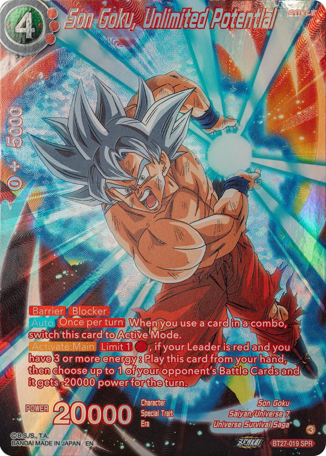 Son Goku, Unlimited Potential (SPR) (BT27-019) [History of Z] | Dragon's Lair Comics and Fantasy Houston TX
