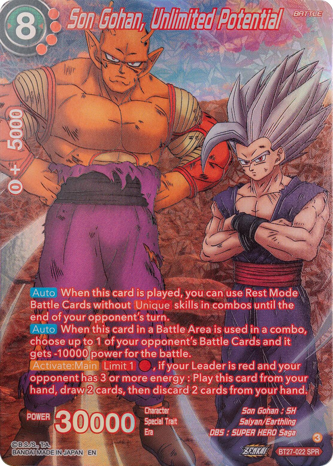 Son Gohan, Unlimited Potential (SPR) (BT27-022) [History of Z] | Dragon's Lair Comics and Fantasy Houston TX