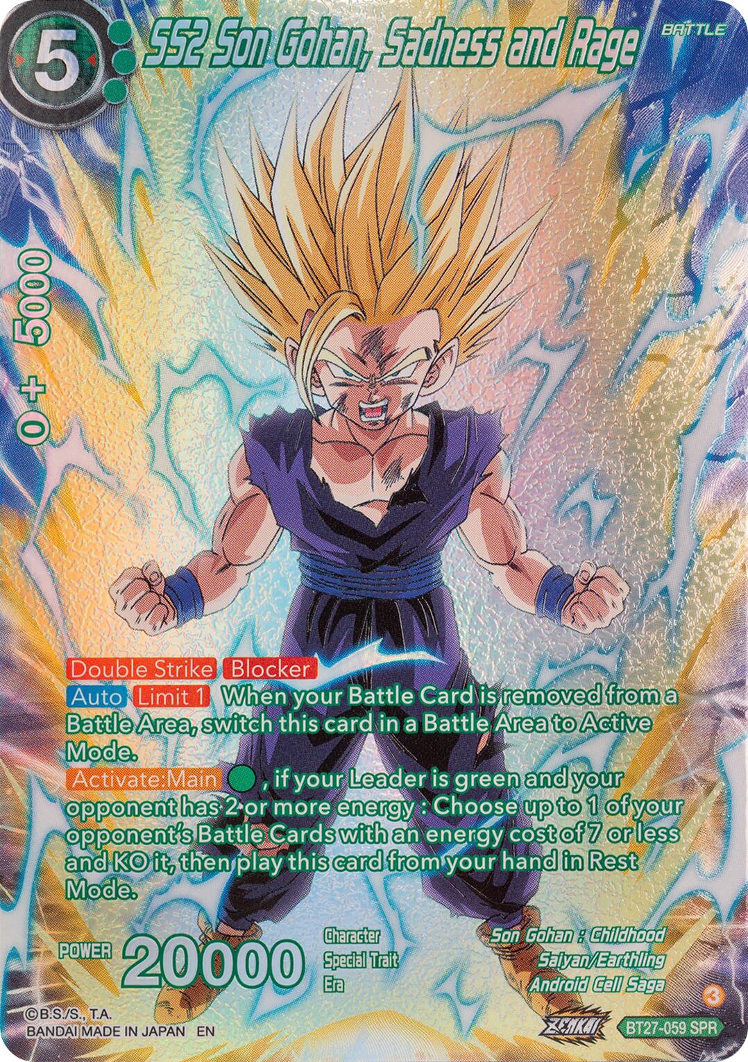 SS2 Son Gohan, Sadness and Rage (SPR) (BT27-059) [History of Z] | Dragon's Lair Comics and Fantasy Houston TX