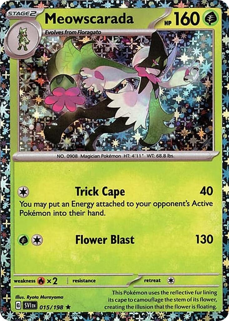 Meowscarada (015/198) (Sparkle Holo) [Miscellaneous Cards] | Dragon's Lair Comics and Fantasy Houston TX