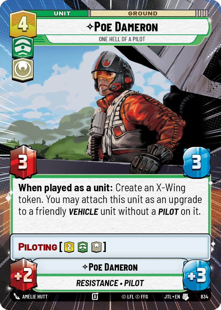 Poe Dameron - One Hell of a Pilot (834) (Hyperspace Foil) (834) [Jump to Lightspeed] | Odin's Place