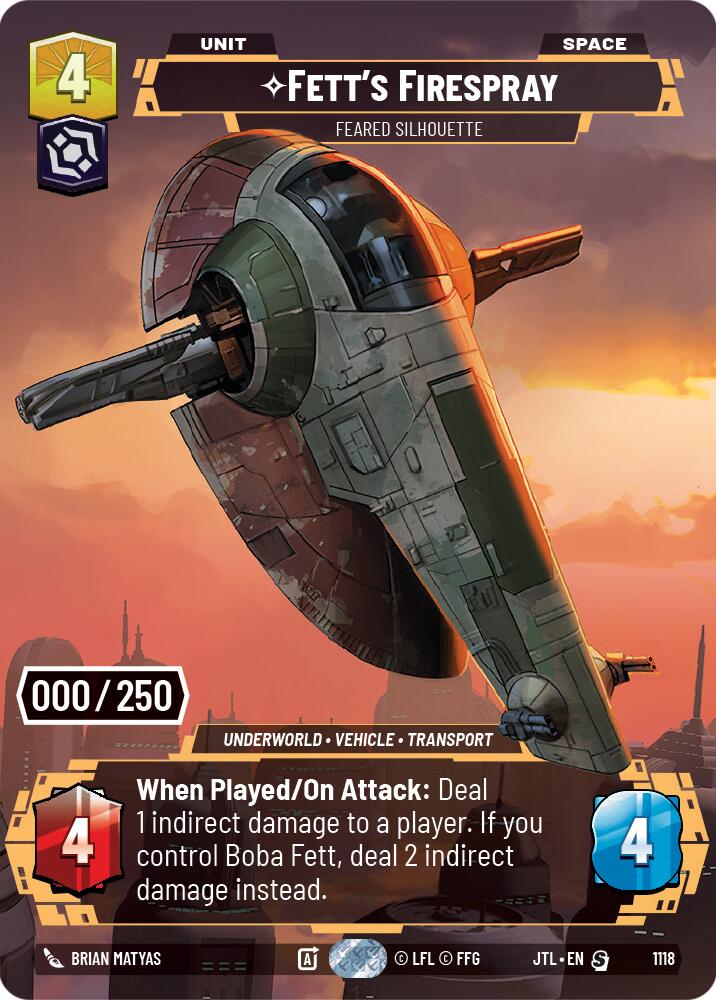 Fett's Firespray - Feared Silhouette (1118) (Serialized) (1118) [Jump to Lightspeed] | Odin's Place