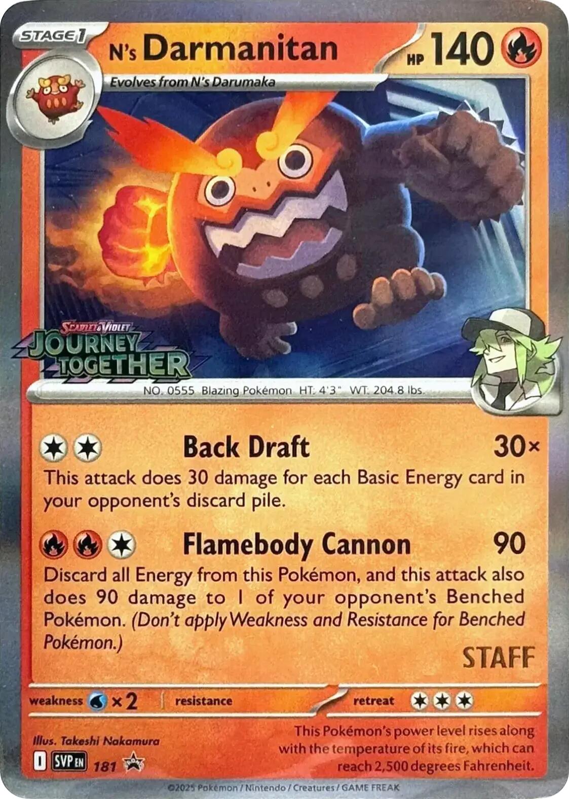 N's Darmanitan (181) (Prerelease Staff) [Scarlet & Violet: Black Star Promos] | Dragon's Lair Comics and Fantasy Houston TX