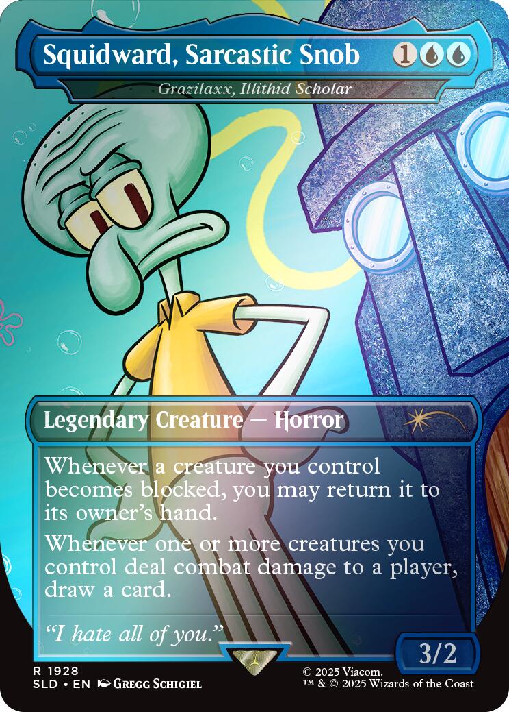 Squidward, Sarcastic Snob - Grazilaxx, Illithid Scholar (Rainbow Foil) [Secret Lair Drop Series] | Dragon's Lair Comics and Fantasy Houston TX