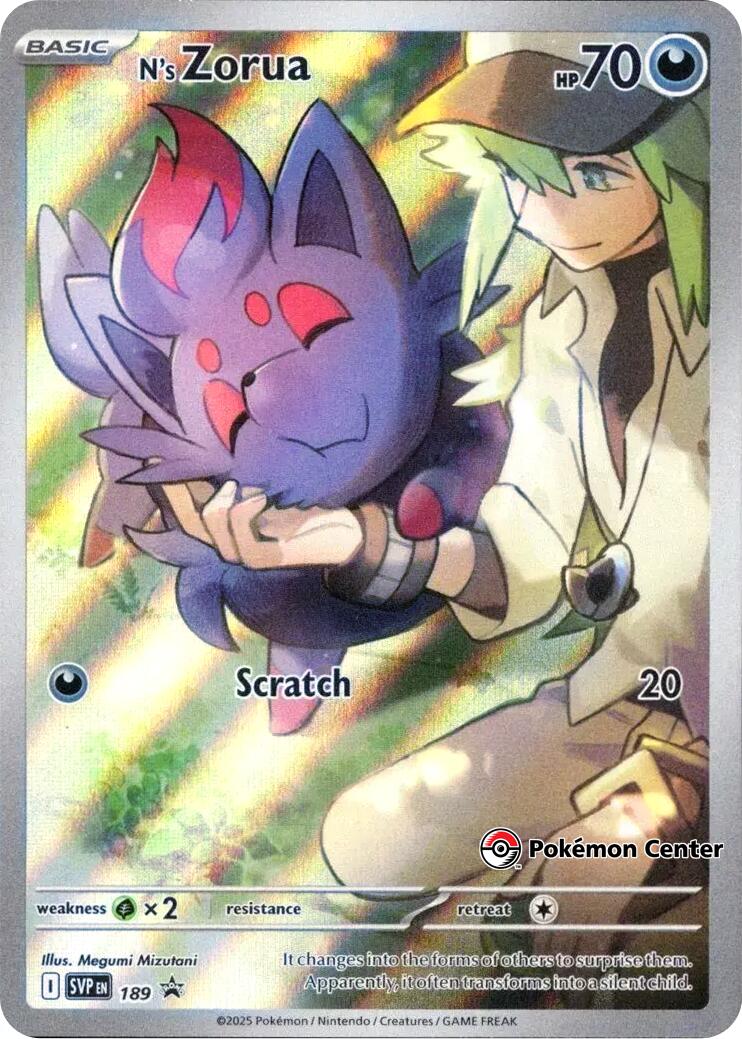 N's Zorua (SVP189) (Pokemon Center Exclusive) [Scarlet & Violet: Black Star Promos] | Dragon's Lair Comics and Fantasy Houston TX