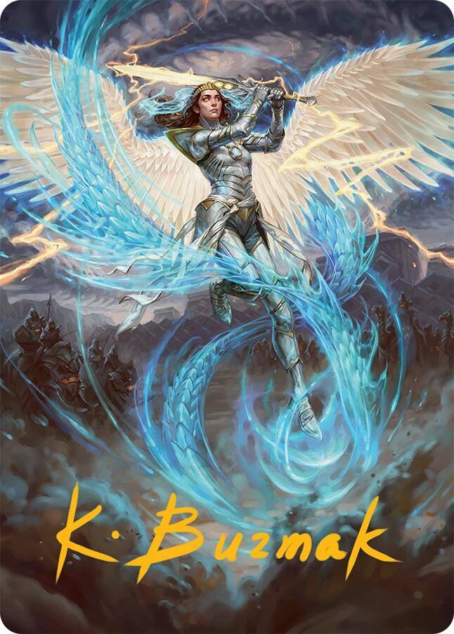 Elspeth, Storm Slayer Art Card (49/54) (Gold-Stamped Signature) [Tarkir: Dragonstorm Art Series] | Dragon's Lair Comics and Fantasy Houston TX