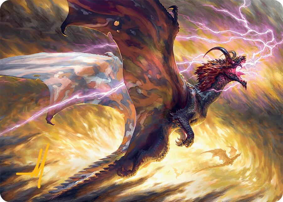 Stormscale Scion Art Card (17/54) (Gold-Stamped Signature) [Tarkir: Dragonstorm Art Series] | Dragon's Lair Comics and Fantasy Houston TX