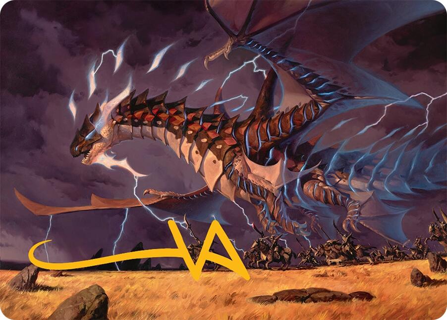 Neriv, Heart of the Storm Art Card (25/54) (Gold-Stamped Signature) [Tarkir: Dragonstorm Art Series] | Dragon's Lair Comics and Fantasy Houston TX