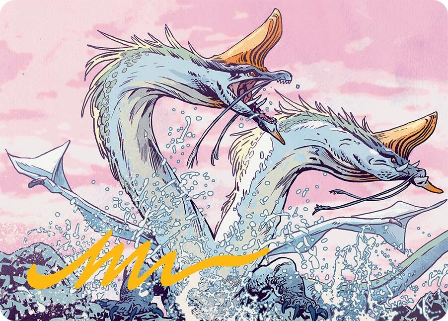 Twinmaw Stormbrood Art Card (39/54) (Gold-Stamped Signature) [Tarkir: Dragonstorm Art Series] | Dragon's Lair Comics and Fantasy Houston TX