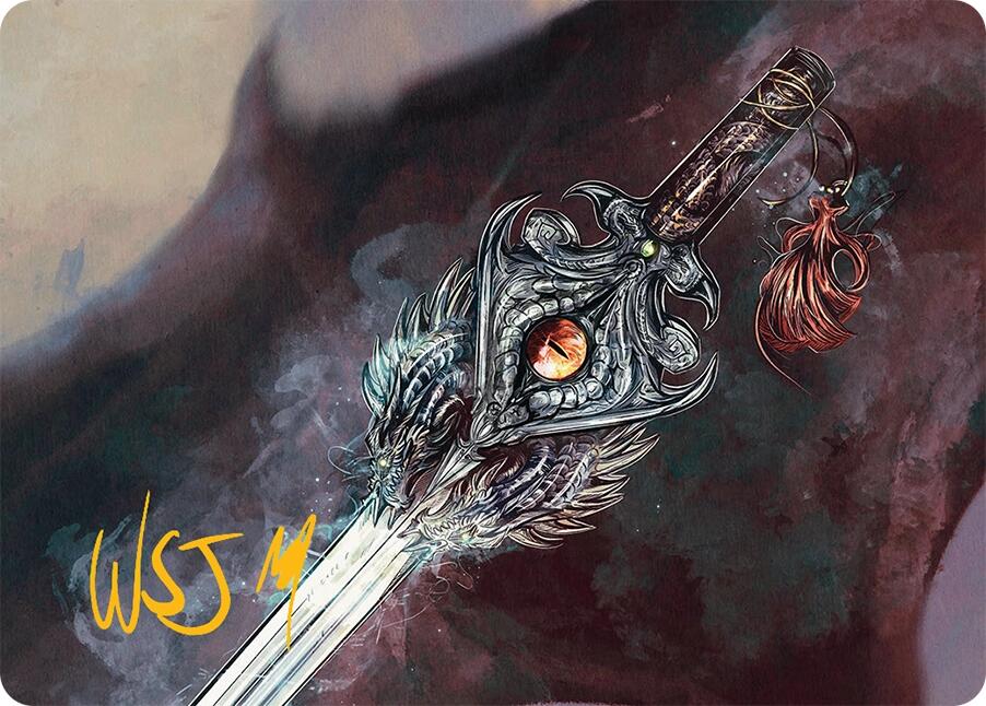Dragonfire Blade Art Card (40/54) (Gold-Stamped Signature) [Tarkir: Dragonstorm Art Series] | Dragon's Lair Comics and Fantasy Houston TX
