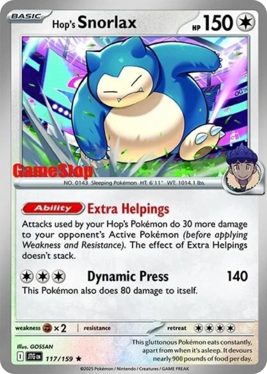 Hop's Snorlax (117/159) (GameStop) (Cosmos Holo) [Scarlet & Violet: Journey Together] | Dragon's Lair Comics and Fantasy Houston TX