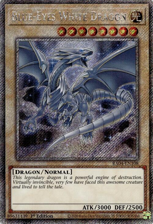 Blue-Eyes White Dragon (8th Art) [RA04-EN108] Platinum Secret Rare | Dragon's Lair Comics and Fantasy Houston TX