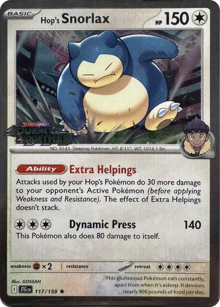 Hop's Snorlax (117/159) (Cosmos Holo) [Scarlet & Violet: Journey Together] | Dragon's Lair Comics and Fantasy Houston TX