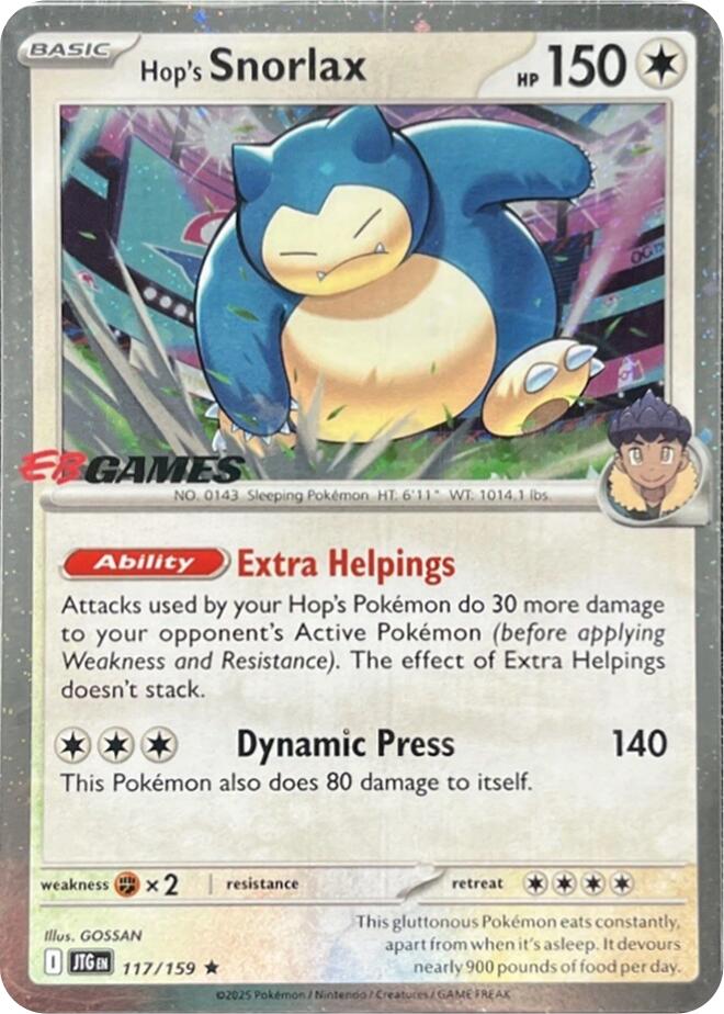 Hop's Snorlax (117/159) (EB Games) (Cosmos Holo) [Scarlet & Violet: Journey Together] | Dragon's Lair Comics and Fantasy Houston TX