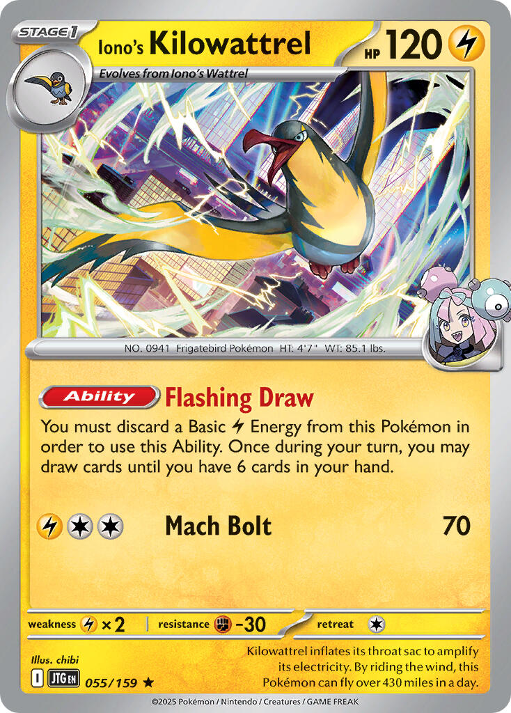 Iono's Kilowattrel (055/159) (Deck Exclusive) [Scarlet & Violet: Journey Together] | Dragon's Lair Comics and Fantasy Houston TX
