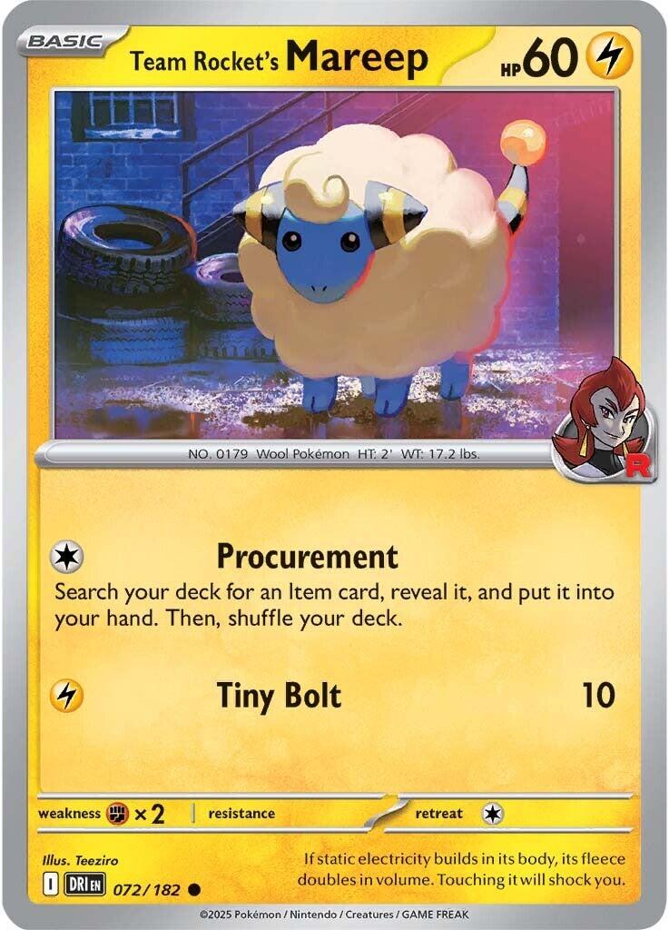 Team Rocket's Mareep (072/182) [Scarlet & Violet: Destined Rivals] | Dragon's Lair Comics and Fantasy Houston TX