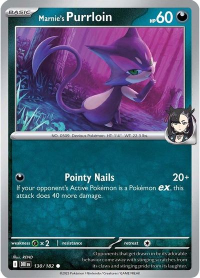 Marnie's Purrloin (130/182) [Scarlet & Violet: Destined Rivals] | Odin's Place