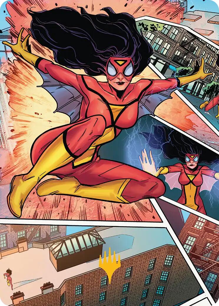 Spider-Woman, Stunning Savior Art Card (Gold-Stamped Planeswalker Symbol) [Marvel's Spider-Man Art Series] | Dragon's Lair Comics and Fantasy Houston TX