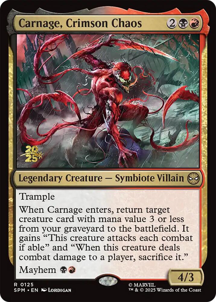 Carnage, Crimson Chaos [Marvel's Spider-Man Prerelease Promos] | Dragon's Lair Comics and Fantasy Houston TX