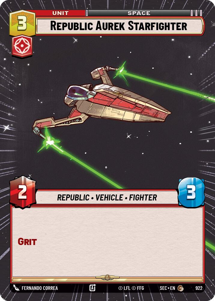 Republic Aurek Starfighter (922) (Hyperspace Foil) (922) [Secrets of Power] | Odin's Place