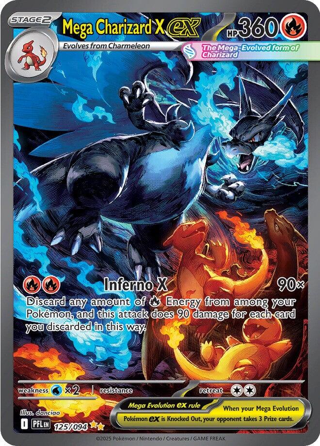 Mega Charizard X ex (125/094) [Mega Evolution: Phantasmal Flames] | Dragon's Lair Comics and Fantasy Houston TX