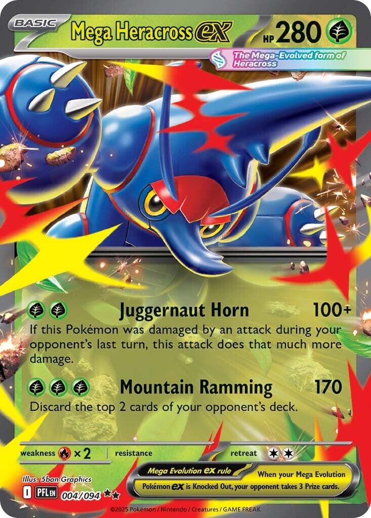 Mega Heracross ex (004/094) [Mega Evolution: Phantasmal Flames] | Dragon's Lair Comics and Fantasy Houston TX