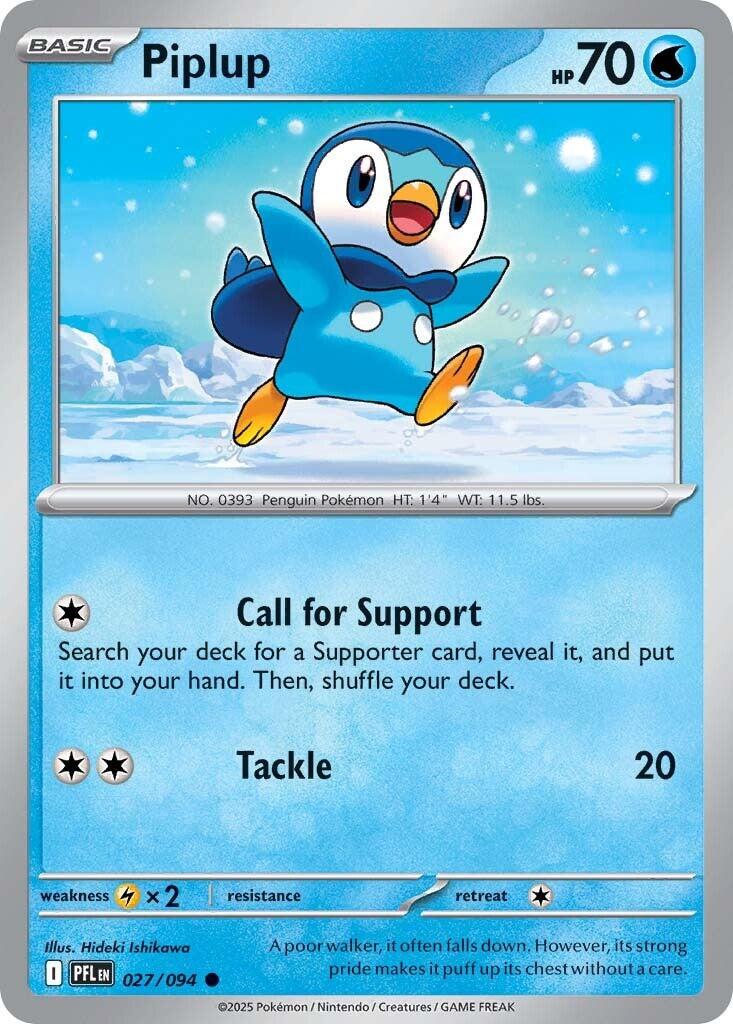 Piplup (027/094) [Mega Evolution: Phantasmal Flames] | Dragon's Lair Comics and Fantasy Houston TX
