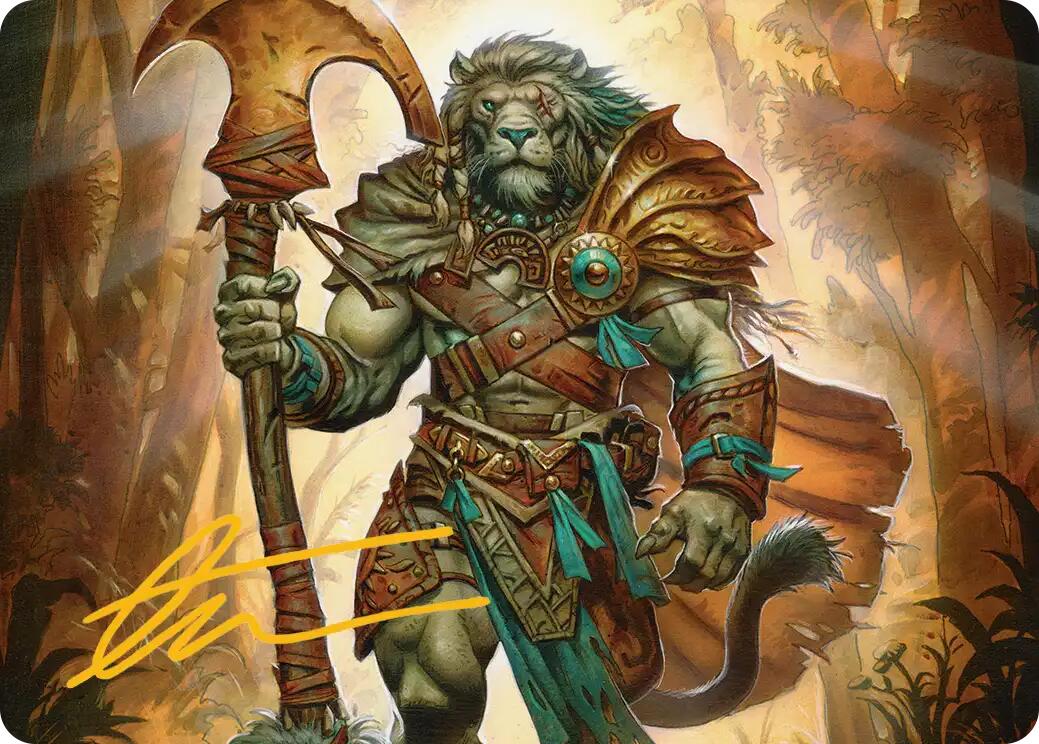 Ajani, Outland Chaperone Art Card (Gold-Stamped Signature) [Lorwyn Eclipsed Art Series] | Odin's Place