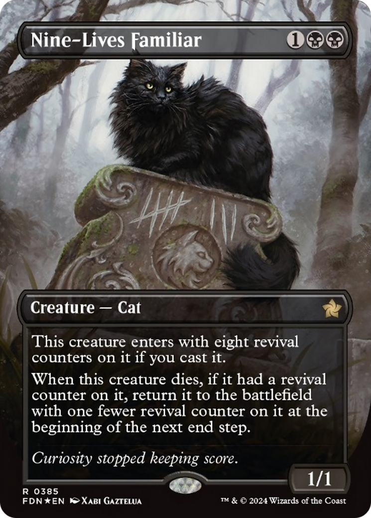 Nine-Lives Familiar (Borderless Mana Foil) [Foundations] | Dragon's Lair Comics and Fantasy Houston TX