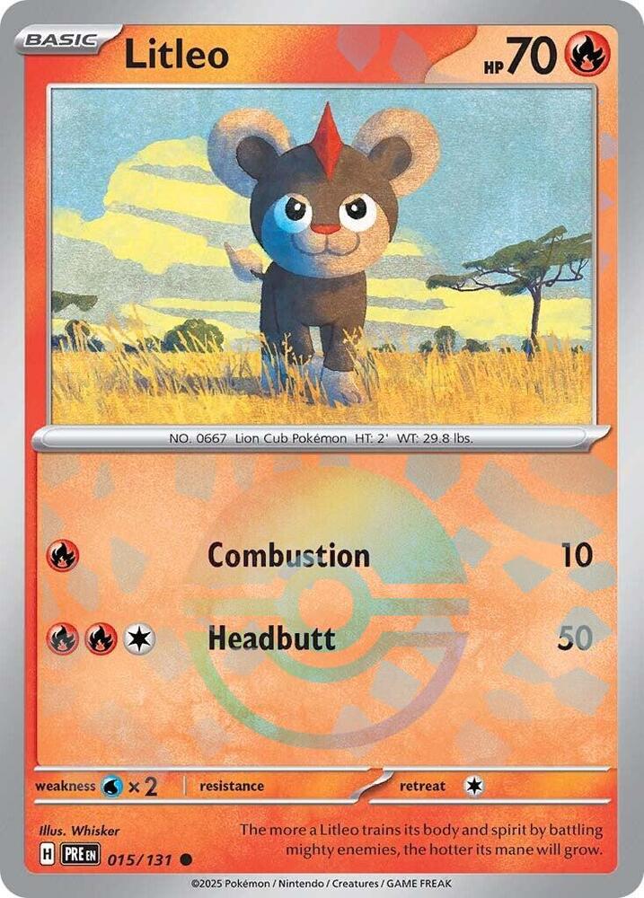 Litleo (015/131) (Poke Ball Pattern) [Scarlet & Violet: Prismatic Evolutions] | Dragon's Lair Comics and Fantasy Houston TX