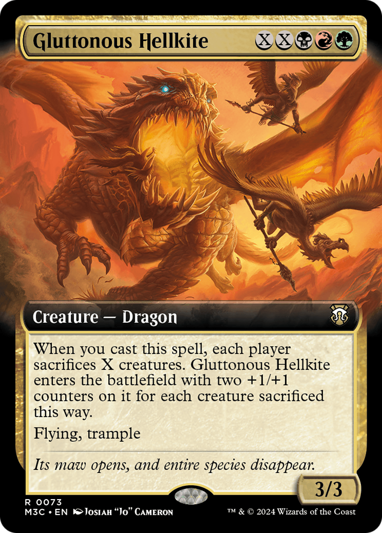 Gluttonous Hellkite (Extended Art) (Ripple Foil) [Modern Horizons 3 Commander] | Dragon's Lair Comics and Fantasy Houston TX