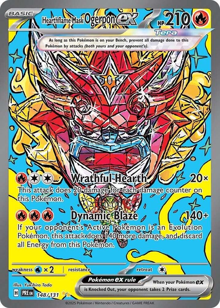 Hearthflame Mask Ogerpon ex (148/131) [Scarlet & Violet: Prismatic Evolutions] | Dragon's Lair Comics and Fantasy Houston TX