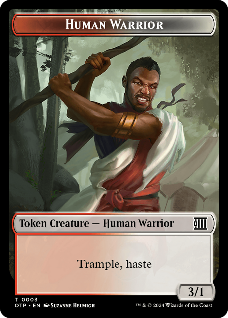 Treasure // Human Warrior Double-Sided Token [Outlaws of Thunder Junction Tokens] | Dragon's Lair Comics and Fantasy Houston TX