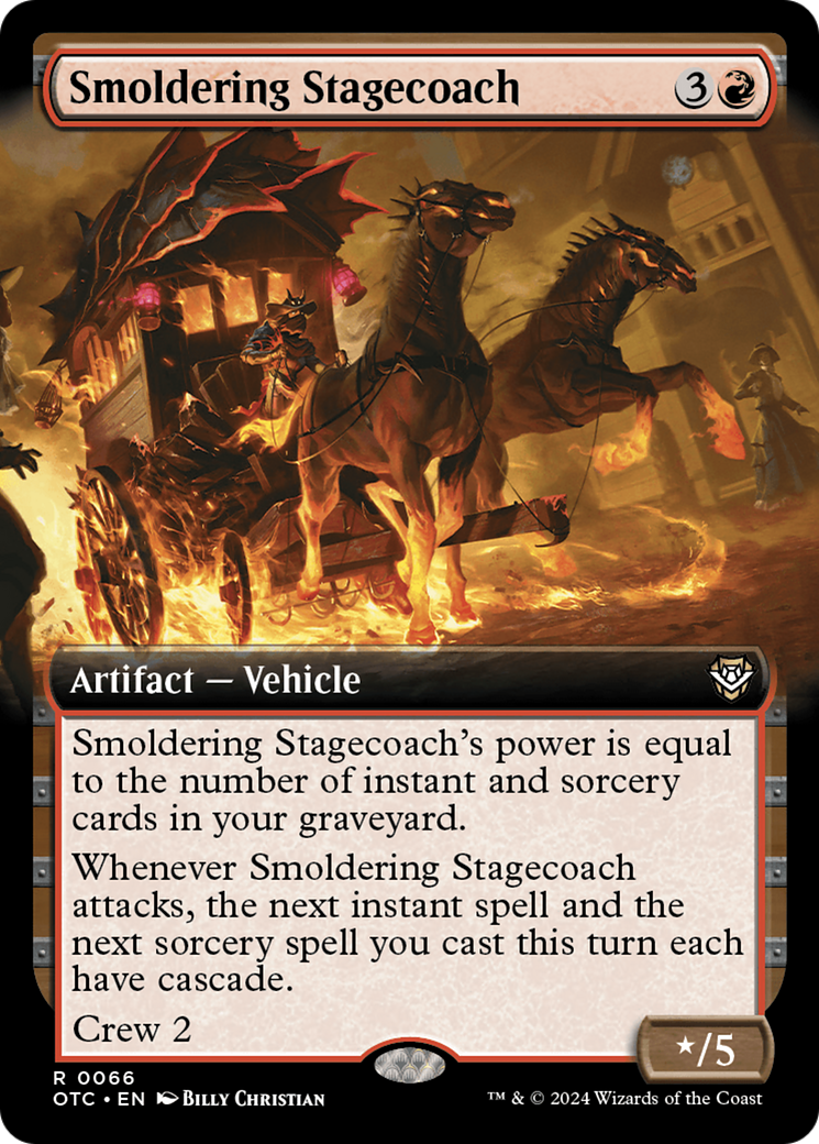 Smoldering Stagecoach (Extended Art) [Outlaws of Thunder Junction Commander] | Dragon's Lair Comics and Fantasy Houston TX