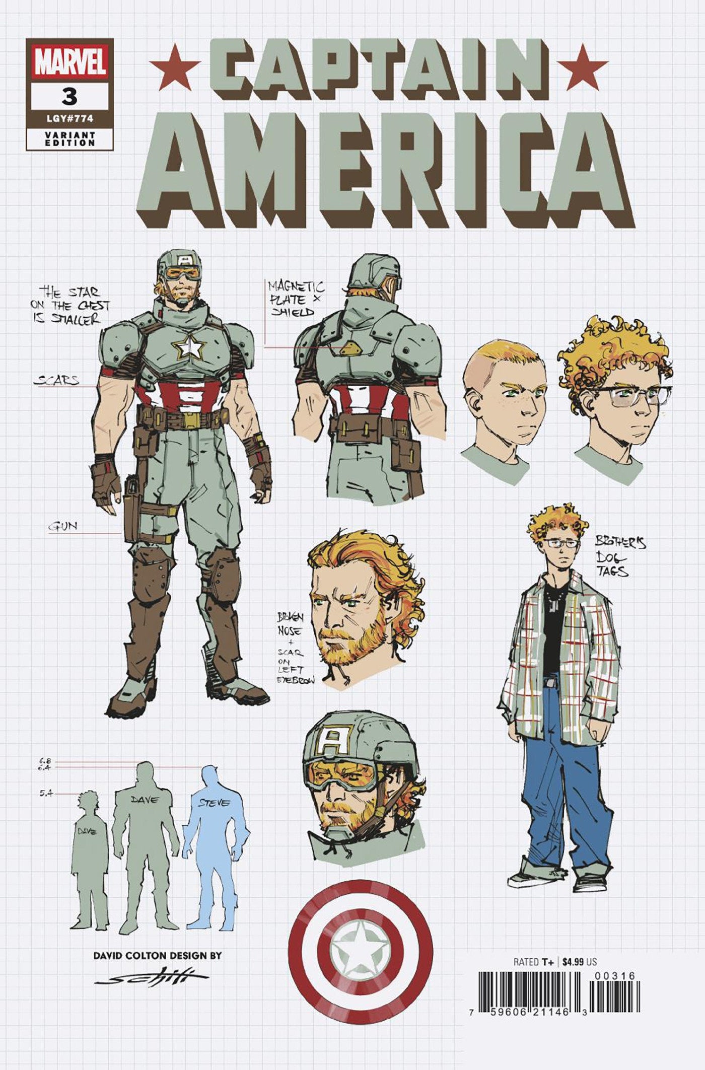 Captain America #3 Valerio Schiti Design Variant | Dragon's Lair Comics and Fantasy Houston TX