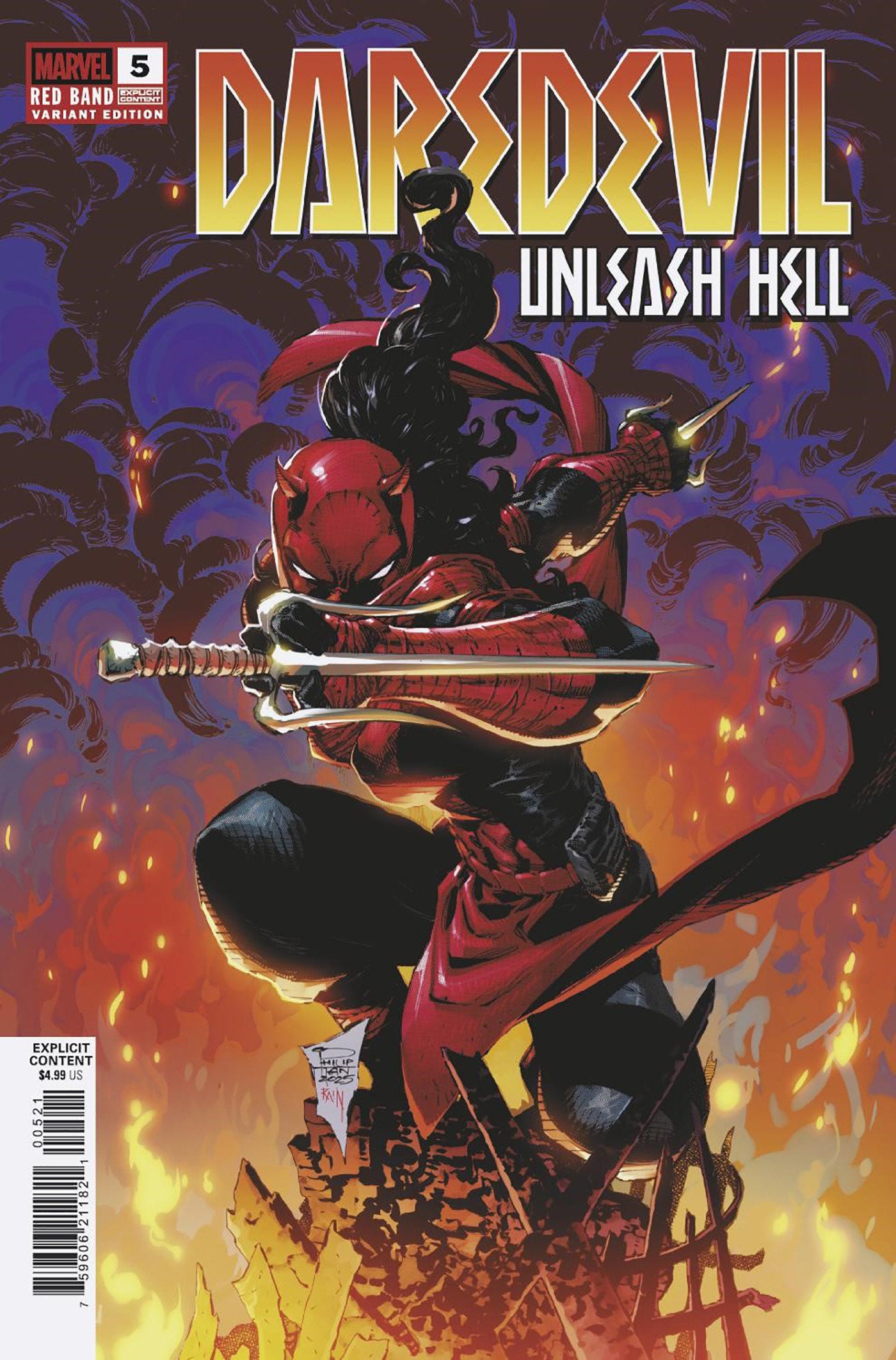 Daredevil Unleash Hell Red Band #5 (Of 5) Tan Variant (Polybag) | Dragon's Lair Comics and Fantasy Houston TX