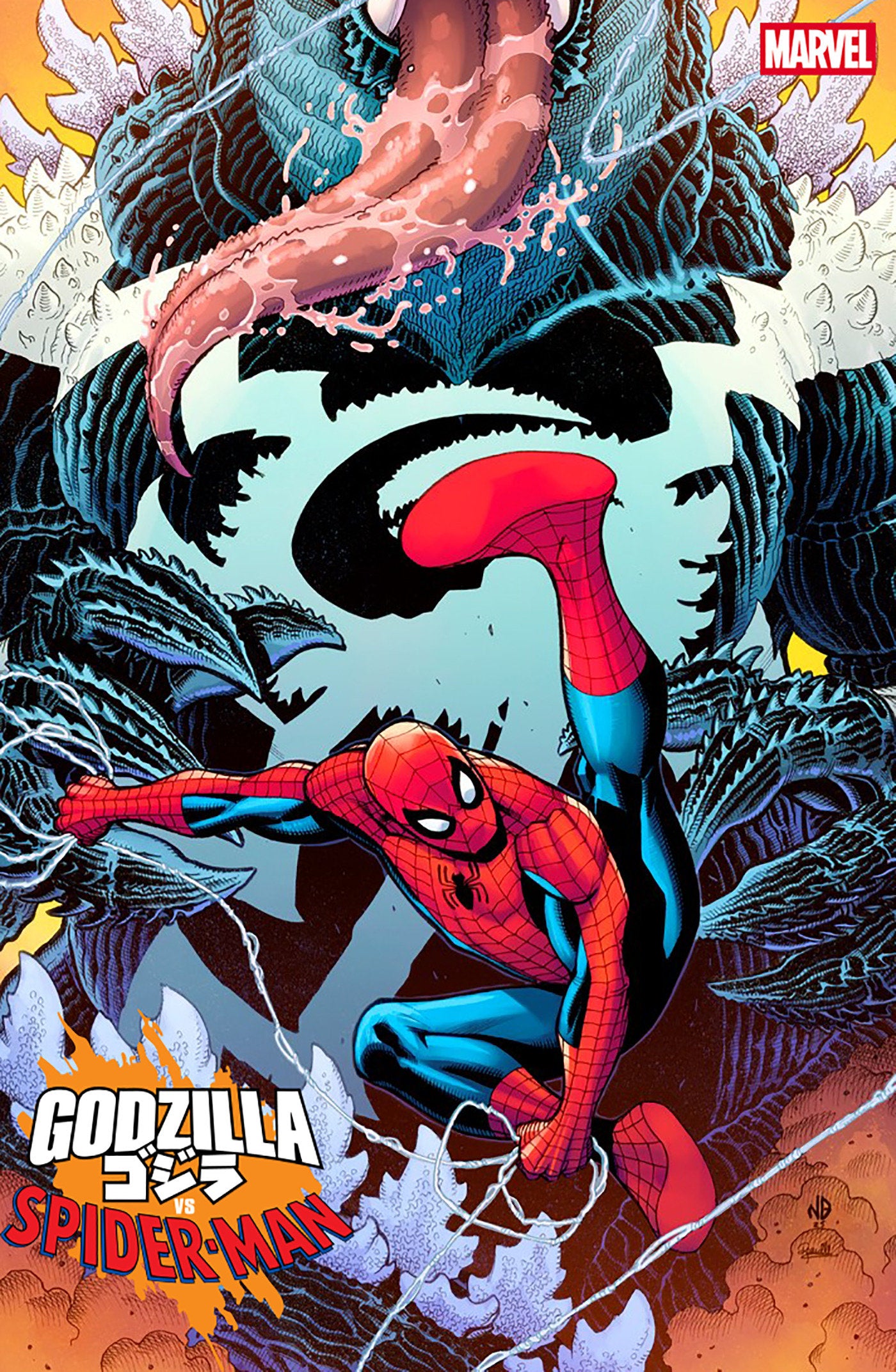 Godzilla vs. Spider-Man #1 Nick Bradshaw Venomized Godzilla Variant | Dragon's Lair Comics and Fantasy Houston TX