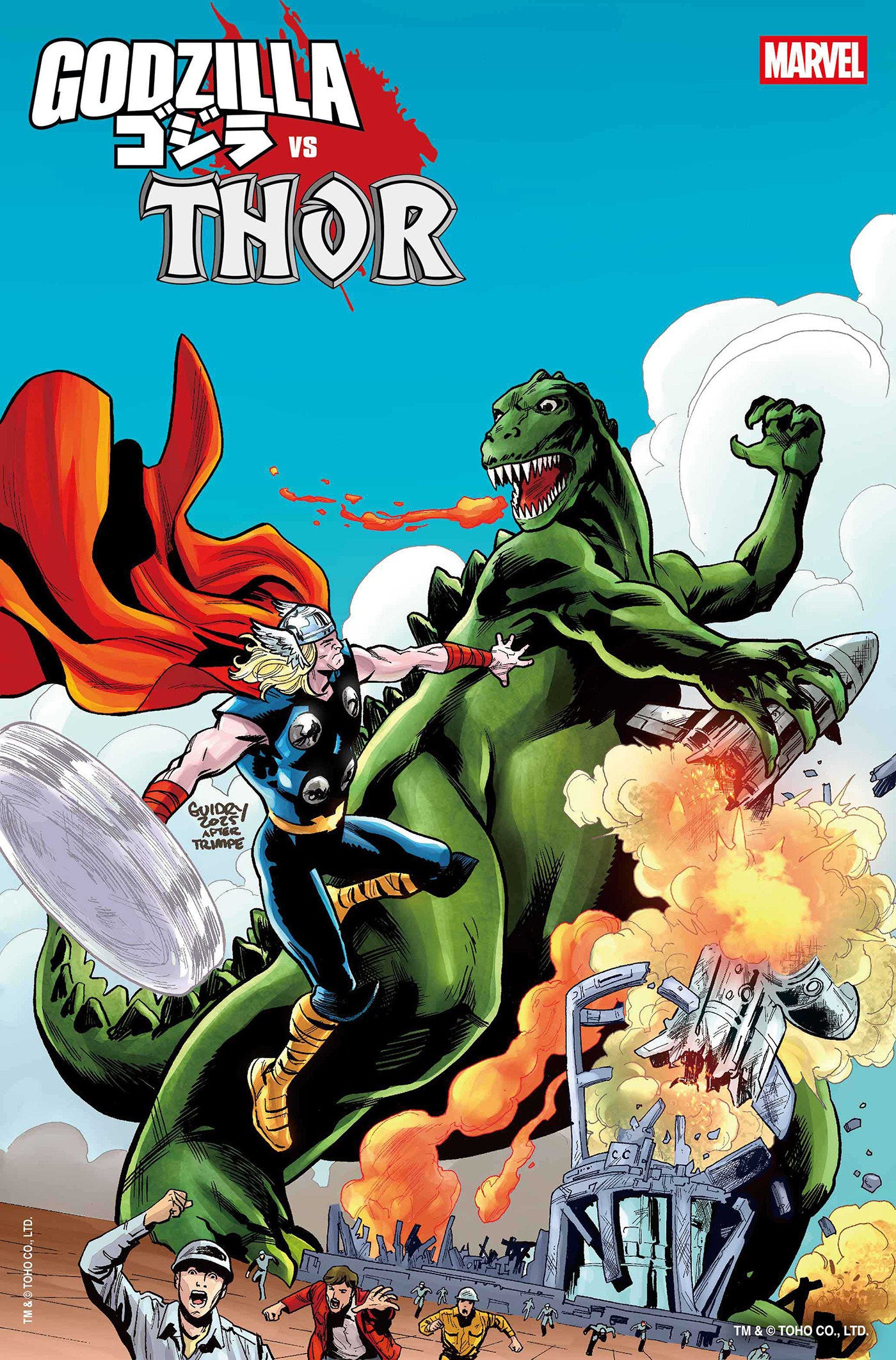 Godzilla vs. Thor #1 Gavin Guidry Godzilla King Of The Monsters Homage Variant | Dragon's Lair Comics and Fantasy Houston TX