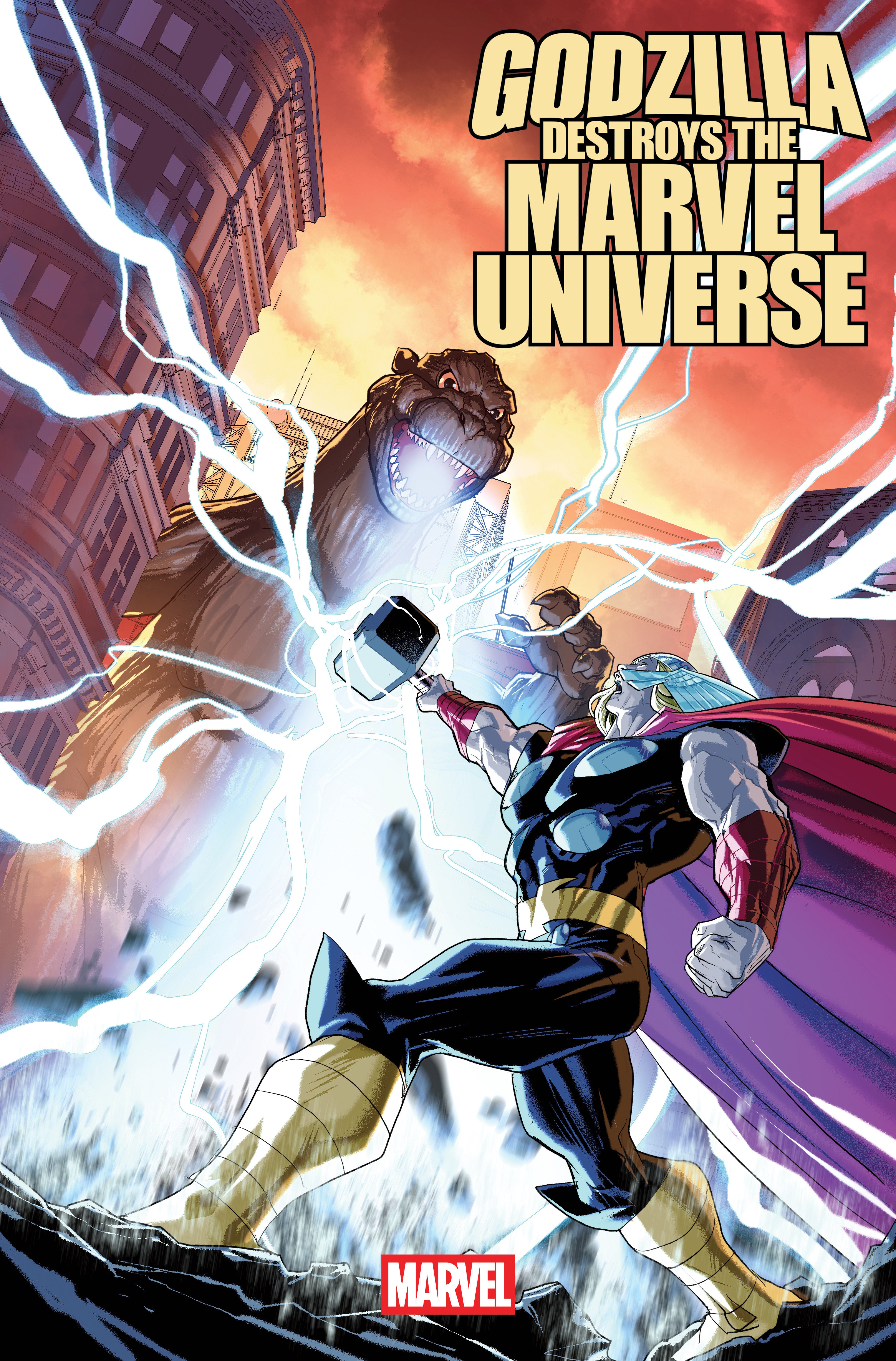 Godzilla Destroys The Marvel Universe #1 Pete Woods Variant | Dragon's Lair Comics and Fantasy Houston TX