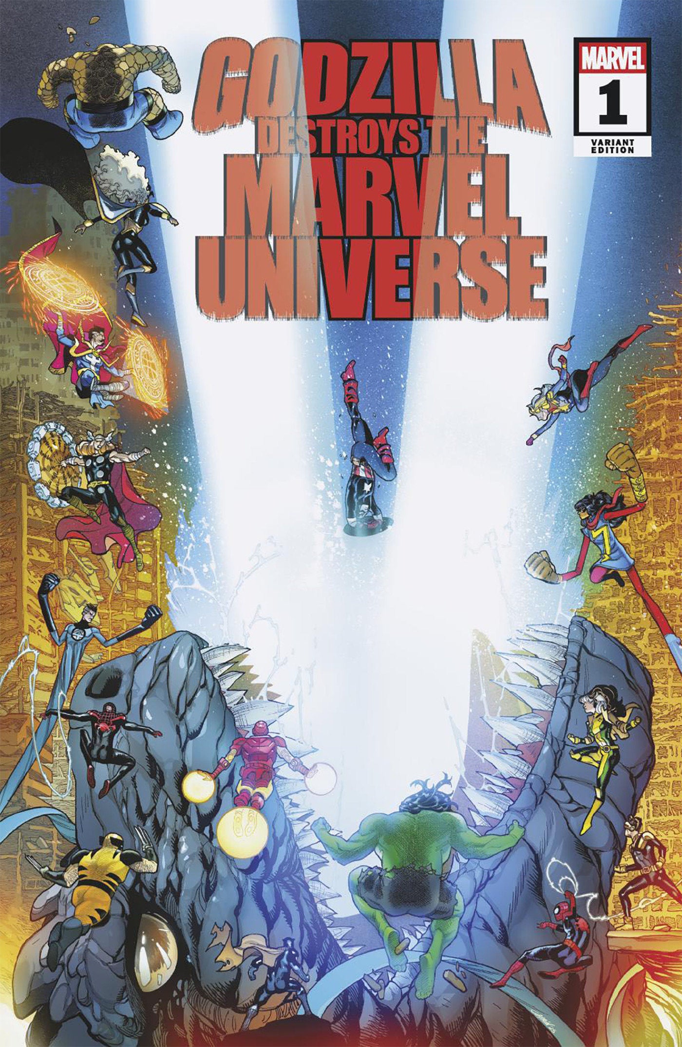 Godzilla Destroys The Marvel Universe #1 Javier Garron Variant | Dragon's Lair Comics and Fantasy Houston TX